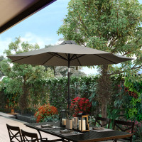 Flash Furniture GM-402003-GY-GG Kona Gray 9 FT Round Umbrella with 1.5